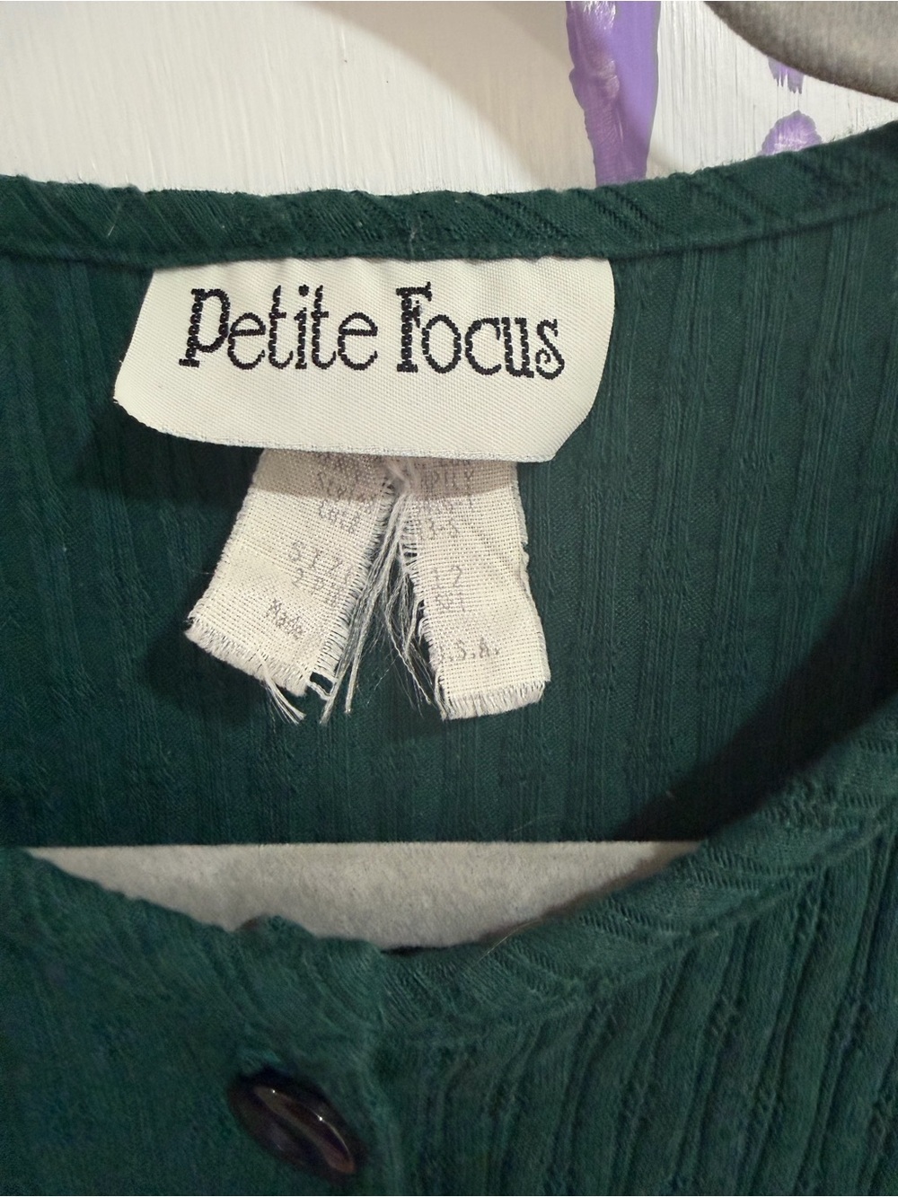 Petite Focus Dark Green Ribbed Button Front Crop Top - Picture 2 of 2